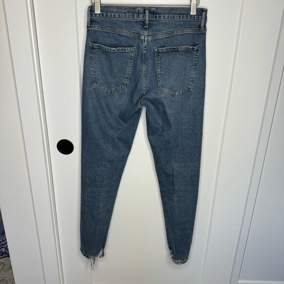 AGOLDE Toni Mid Rise Straight Leg Ankle Distressed Hem Jeans Size 27 - Picture 4 of 8